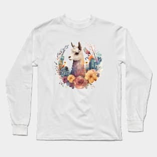 LLama Floral Long Sleeve T-Shirt